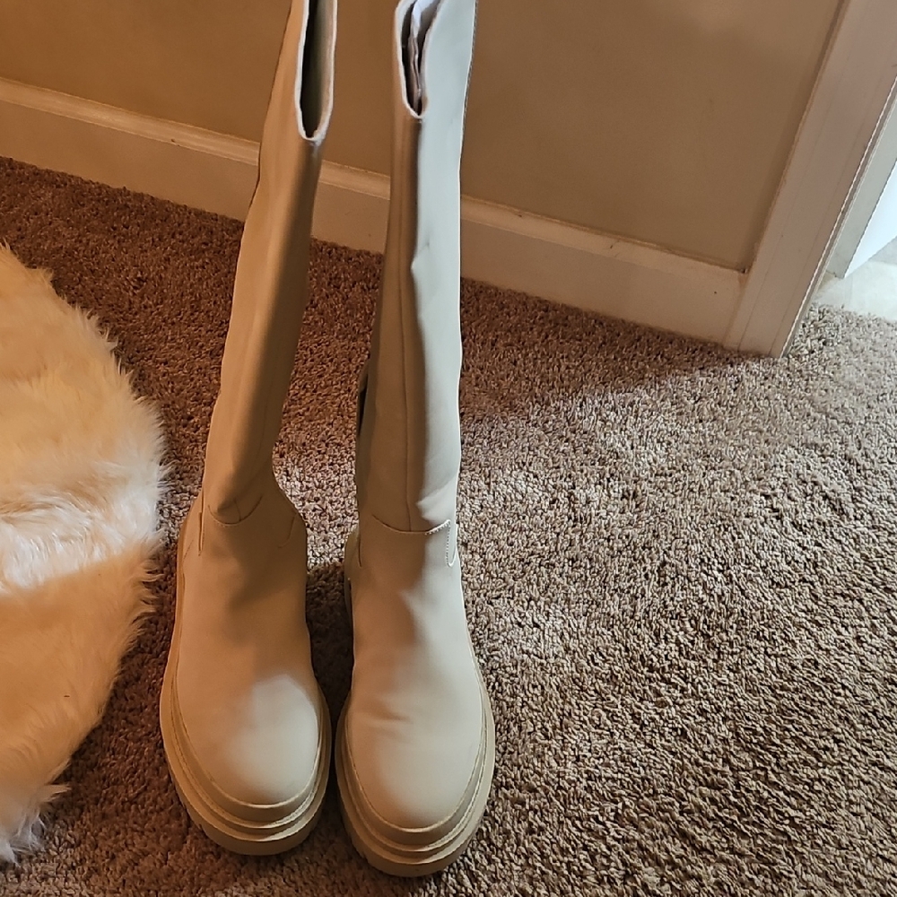 Steve Madden Cream Over the Knee Boots